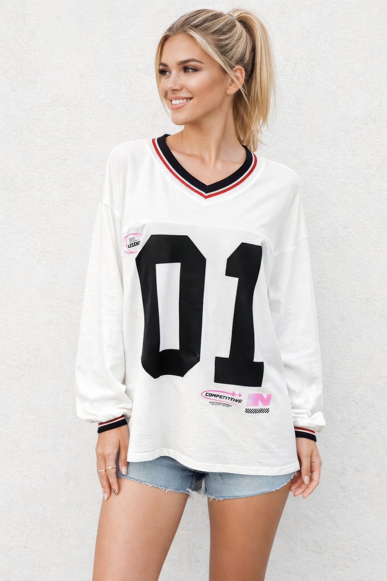 Varsity 01 Graphic Jersey Top - Tigbul's Variety Fashion Shop