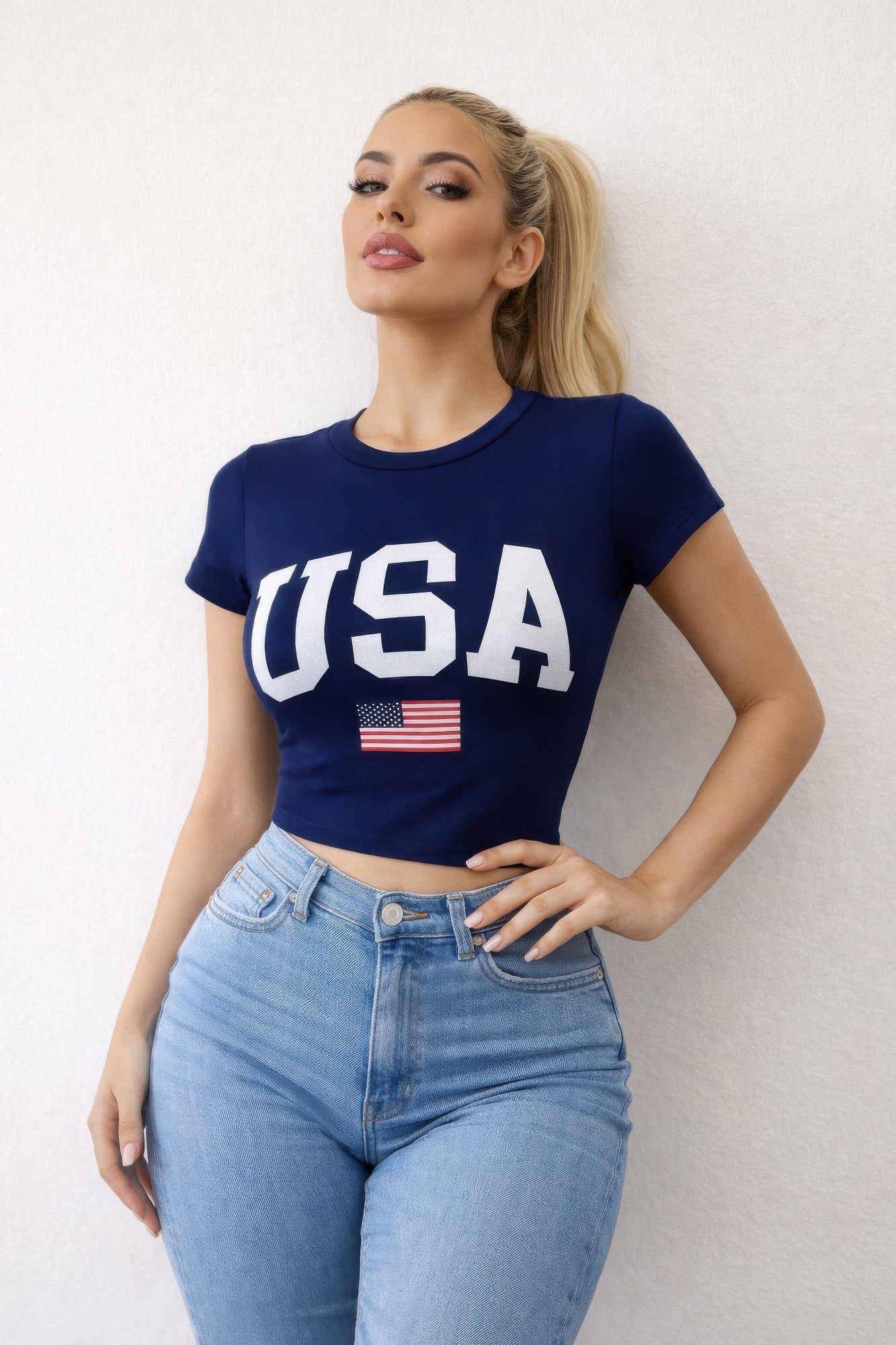 USA Graphic Fitted T-shirt - Tigbul's Variety Fashion Shop