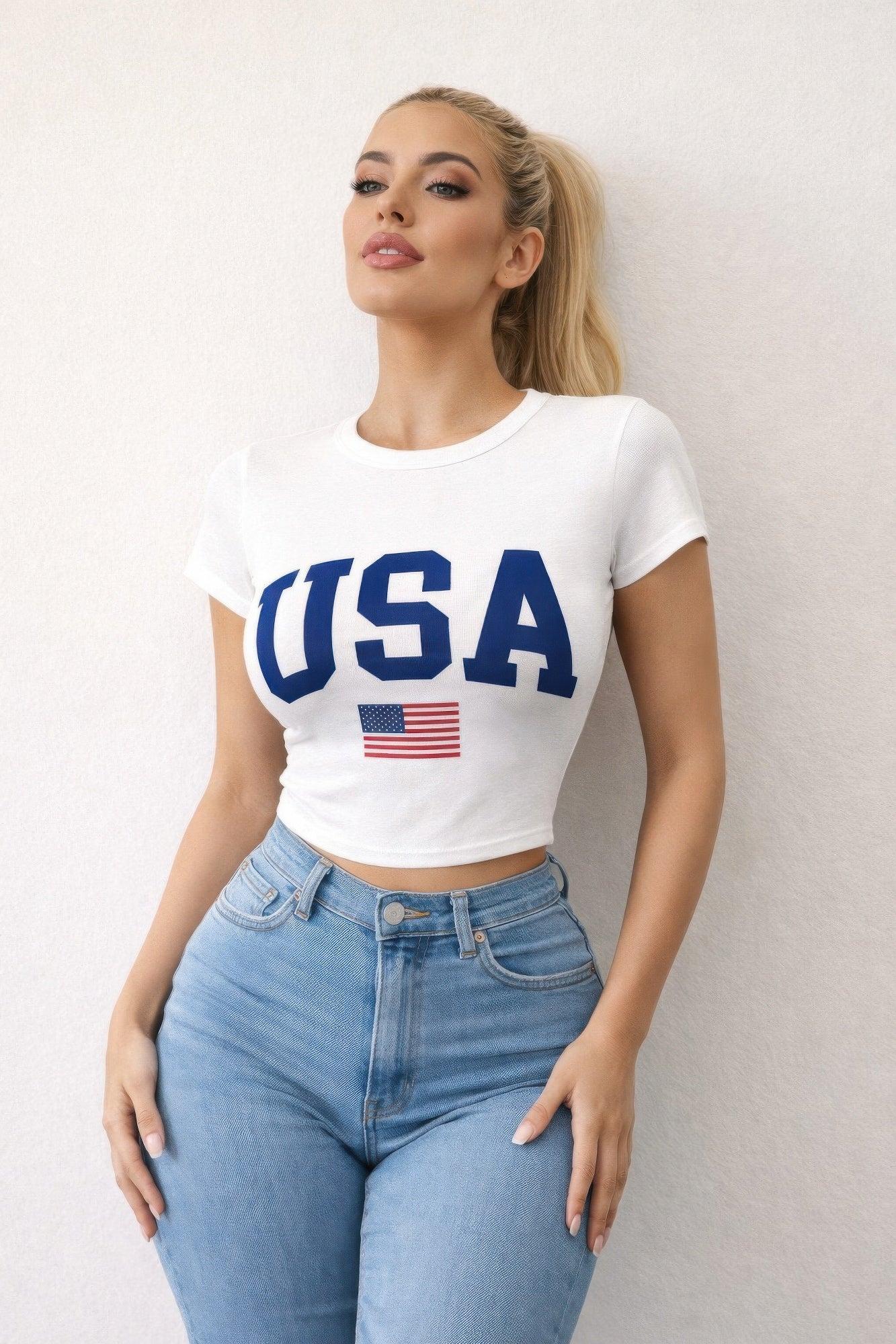 USA Graphic Fitted T-shirt - Tigbul's Variety Fashion Shop