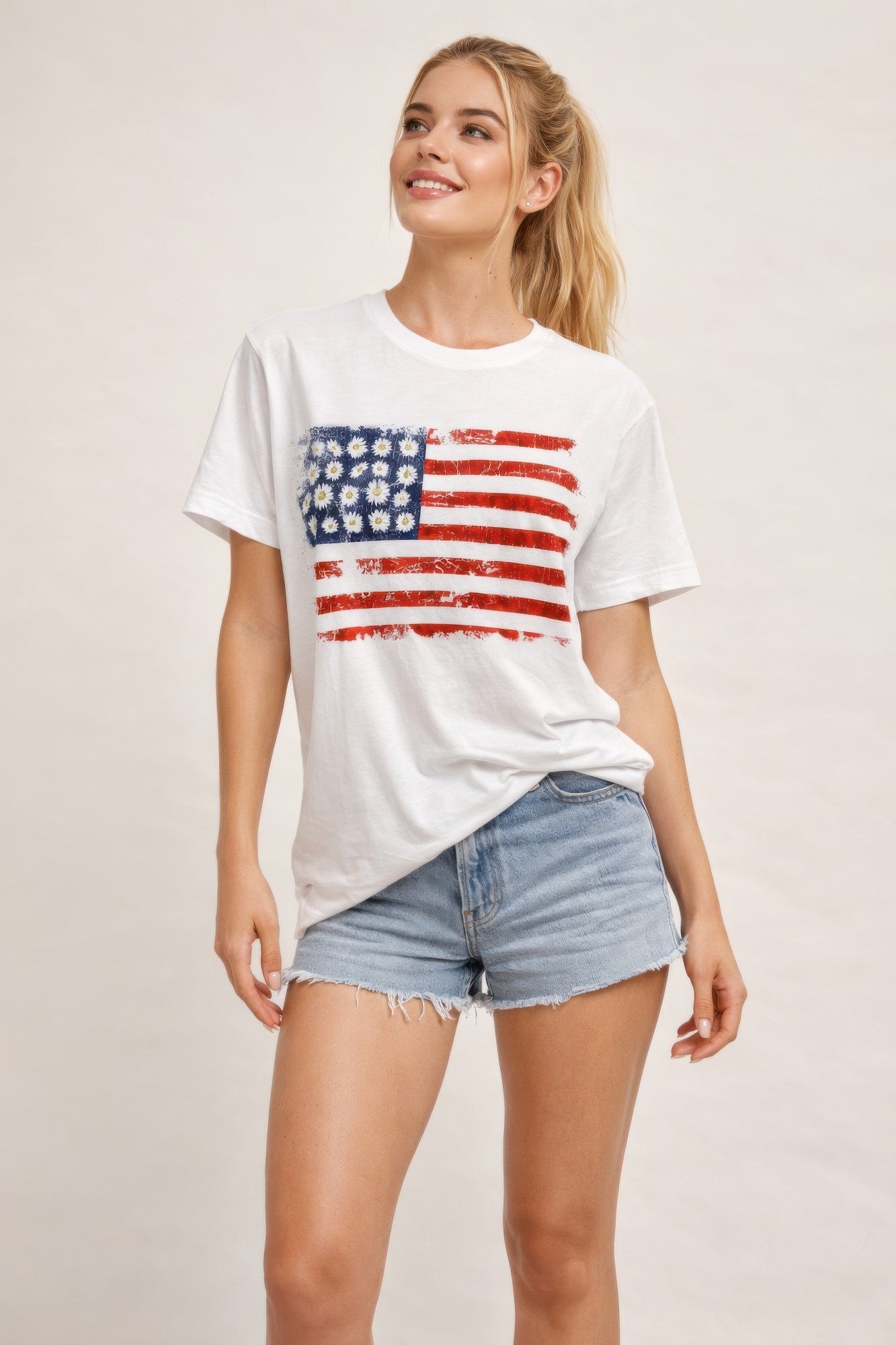 Vintage Americana Distressed Flag Graphic Tee - Tigbul's Variety Fashion Shop