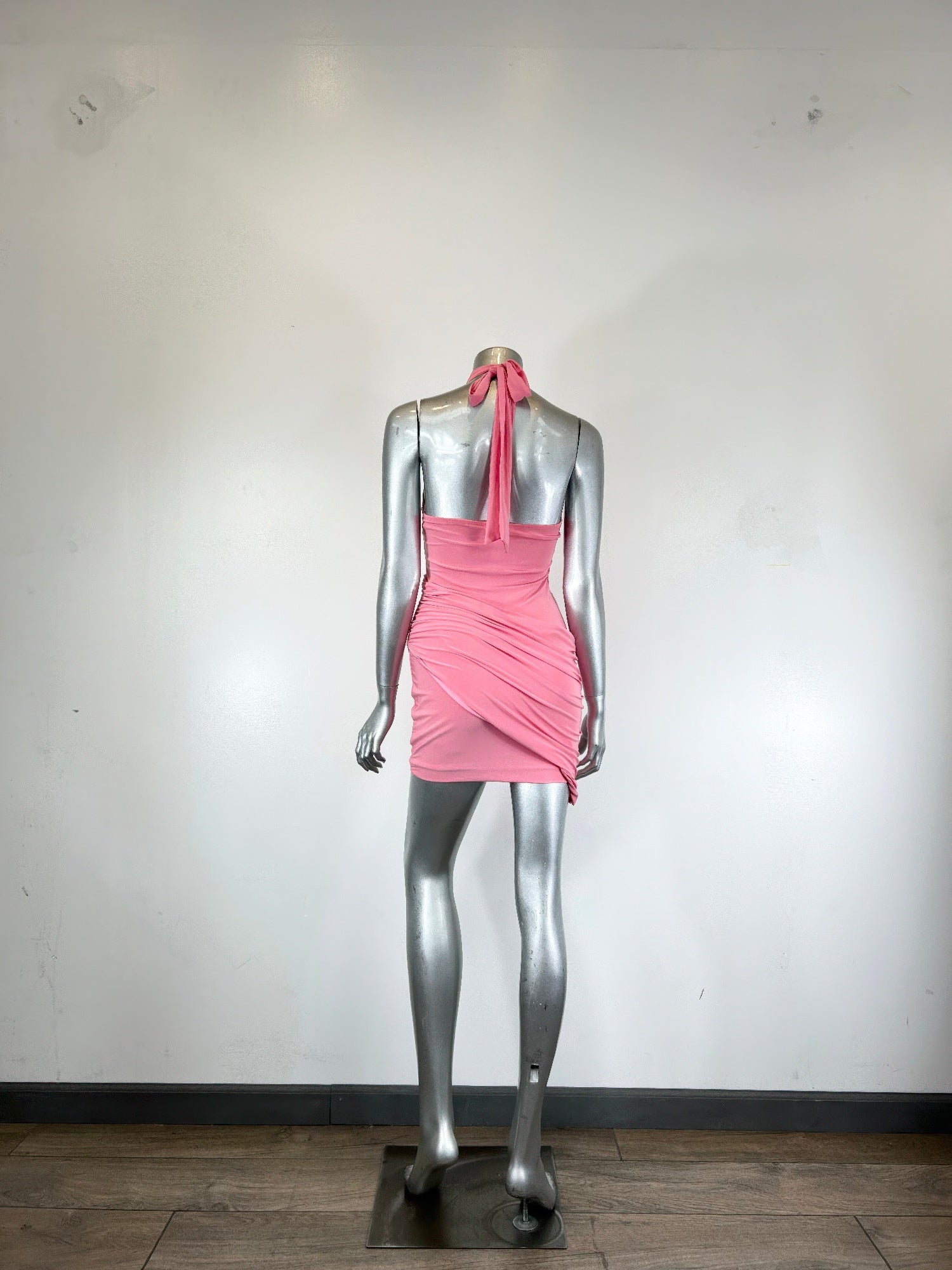 Sleeveless Mini Dress With A Halter Neck - Tigbul's Variety Fashion Shop