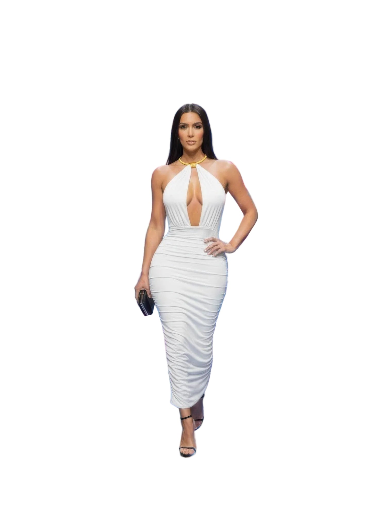 Strapless Necklace Detail Open Back Midi Dress - Tigbul's Variety Fashion Shop