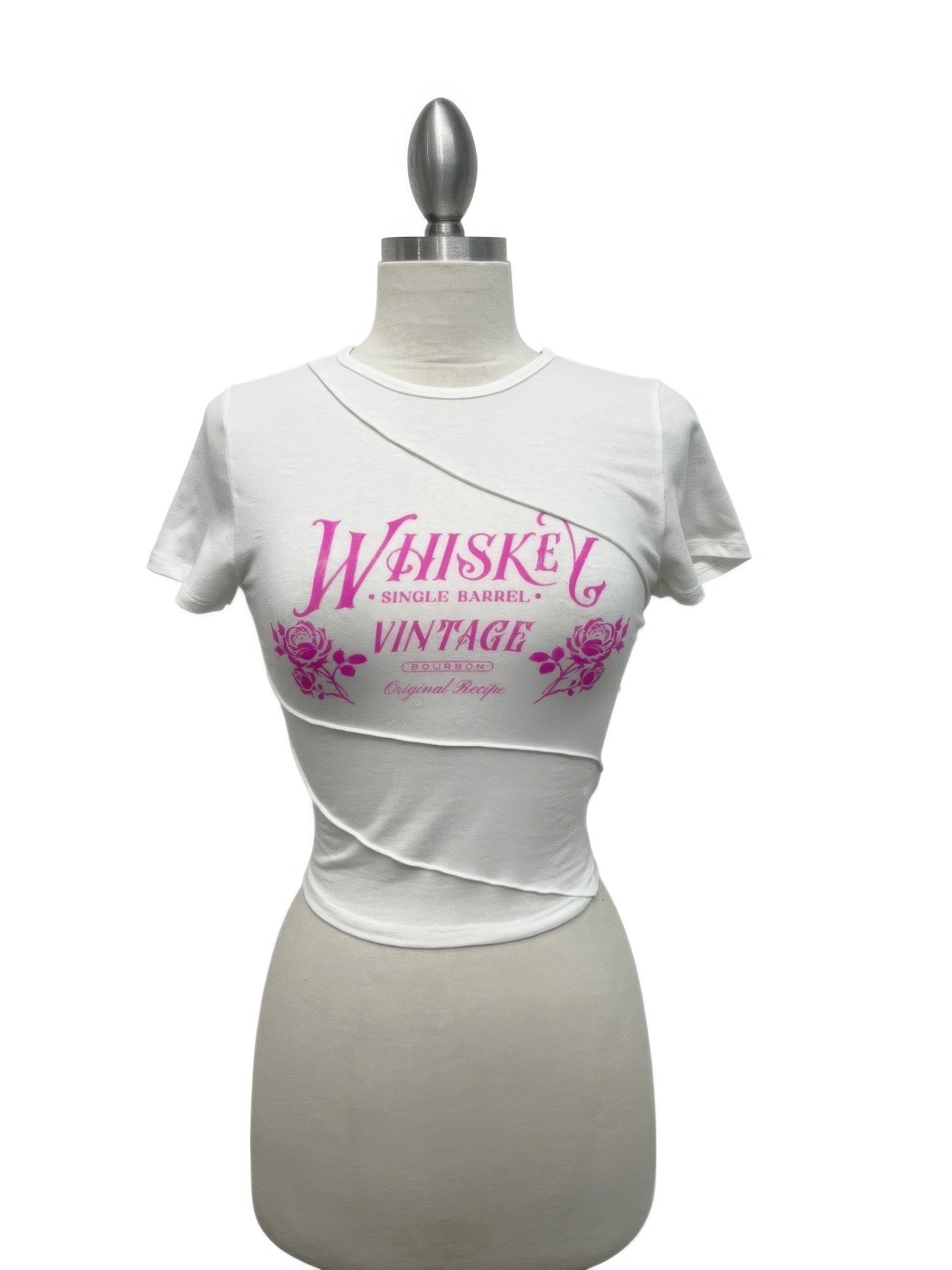 Whiskey Vintage Graphic Asymmetrical Crop Top - Tigbul's Variety Fashion Shop