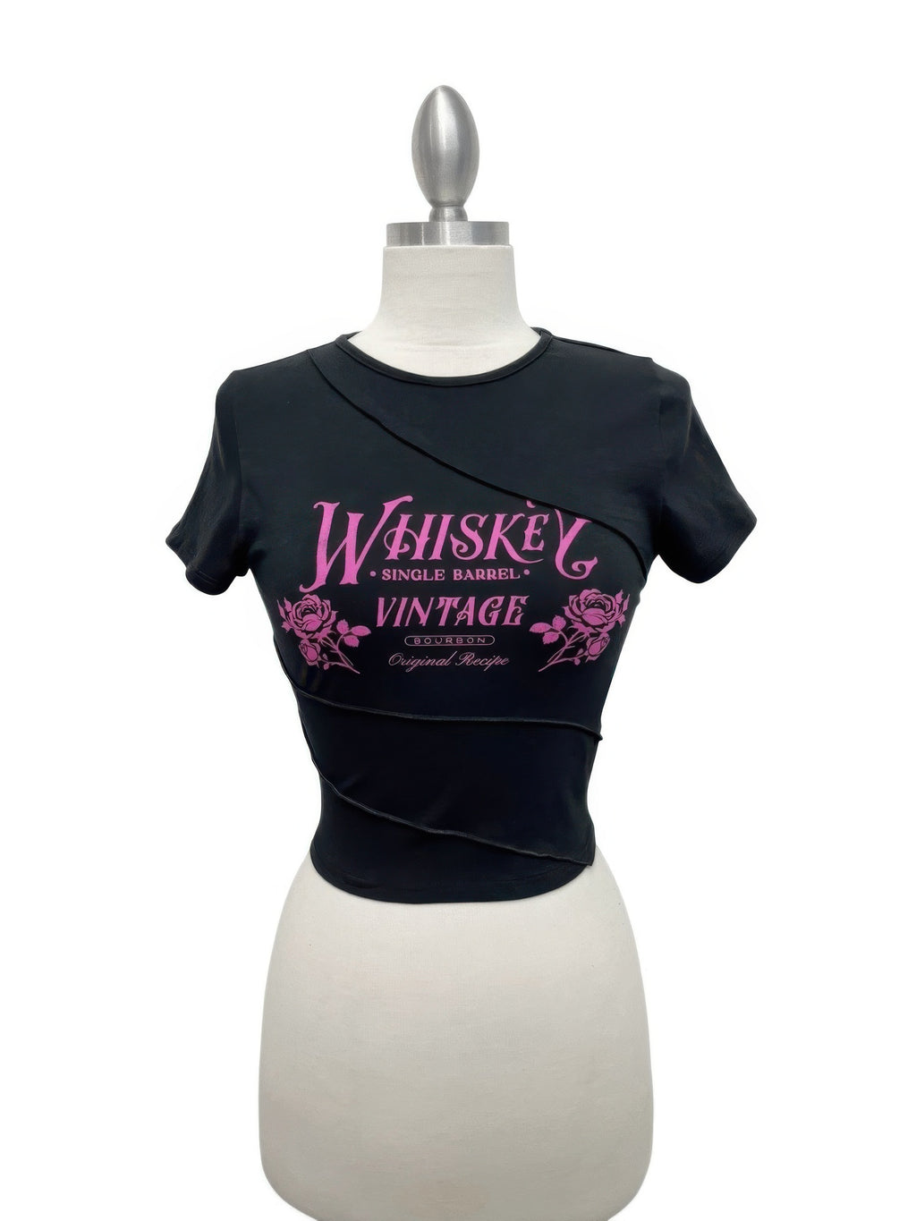 Whiskey Vintage Graphic Asymmetrical Crop Top - Tigbul's Variety Fashion Shop