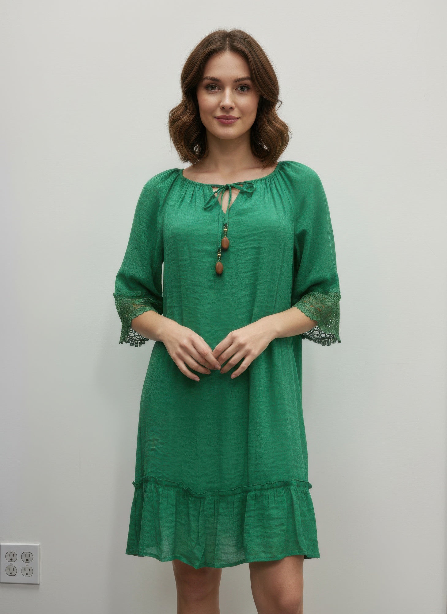 Solid Color Elbow Sleeve Dress - Tigbul's Variety Fashion Shop