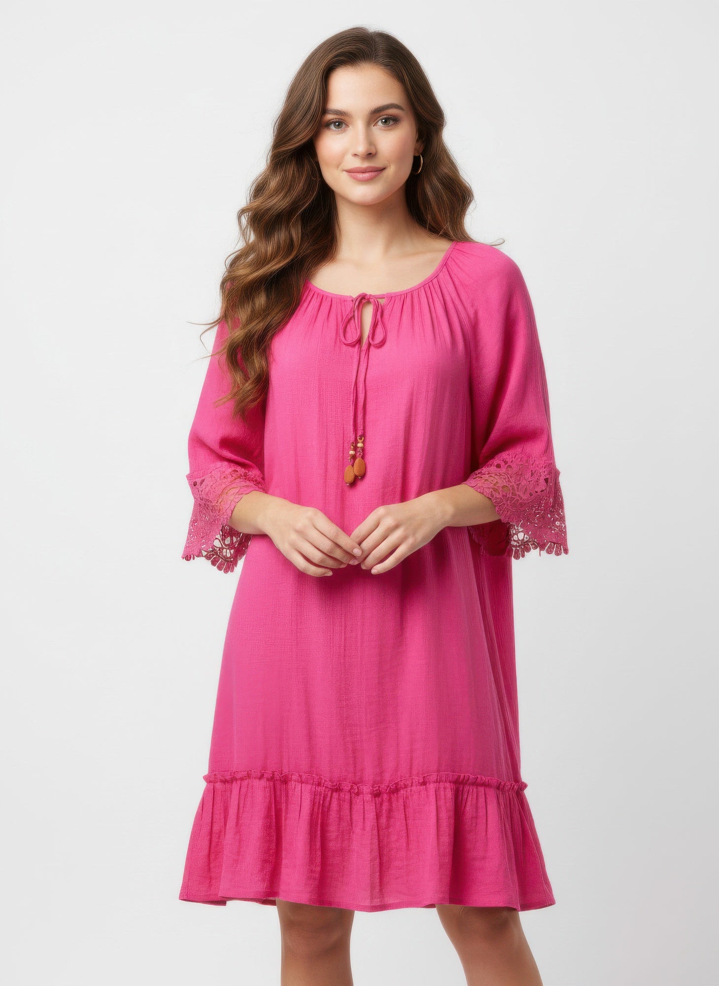 Solid Color Elbow Sleeve Dress - Tigbul's Variety Fashion Shop
