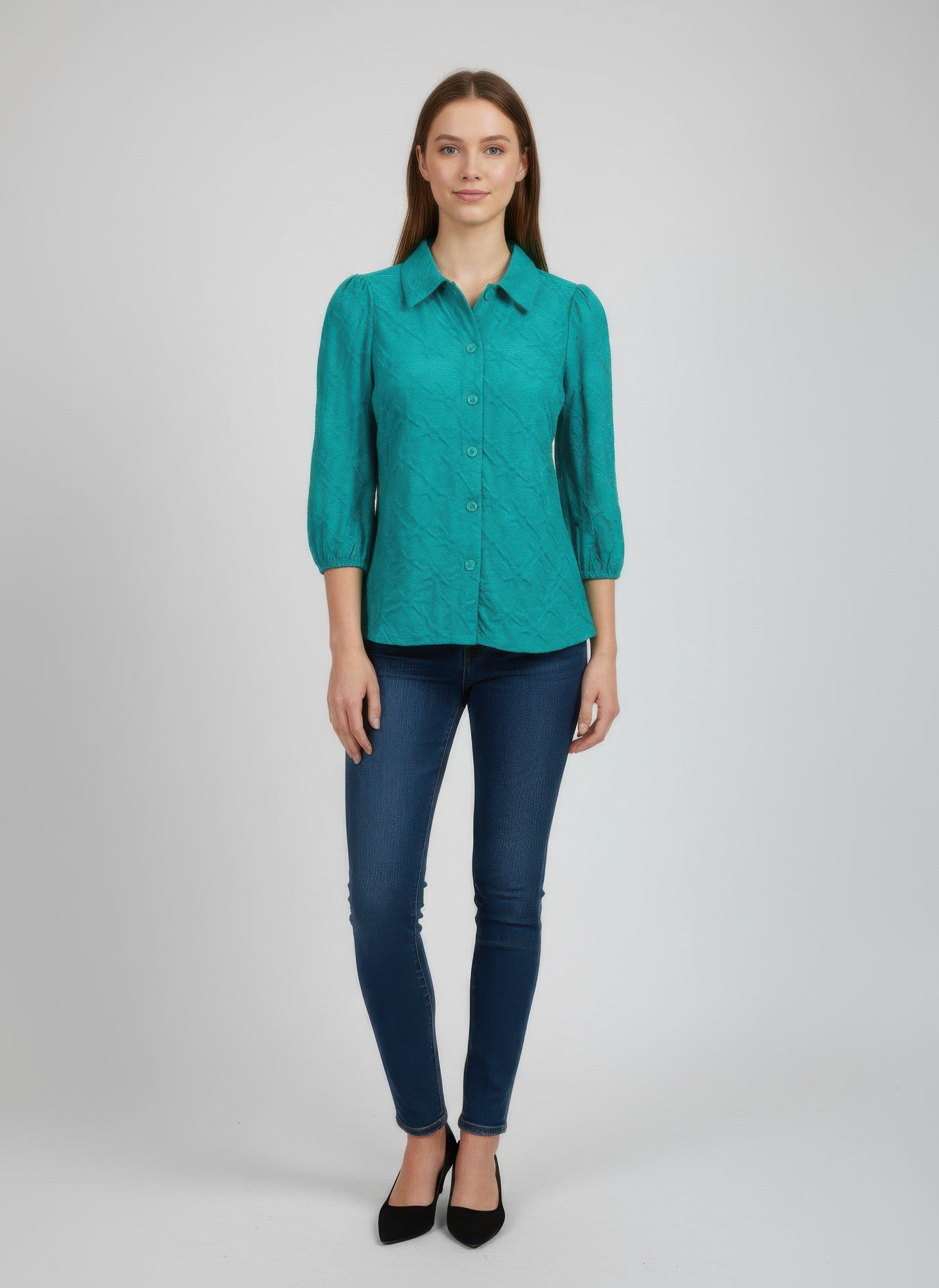 Solid Color 3/4 Sleeve Blouse - Tigbul's Variety Fashion Shop