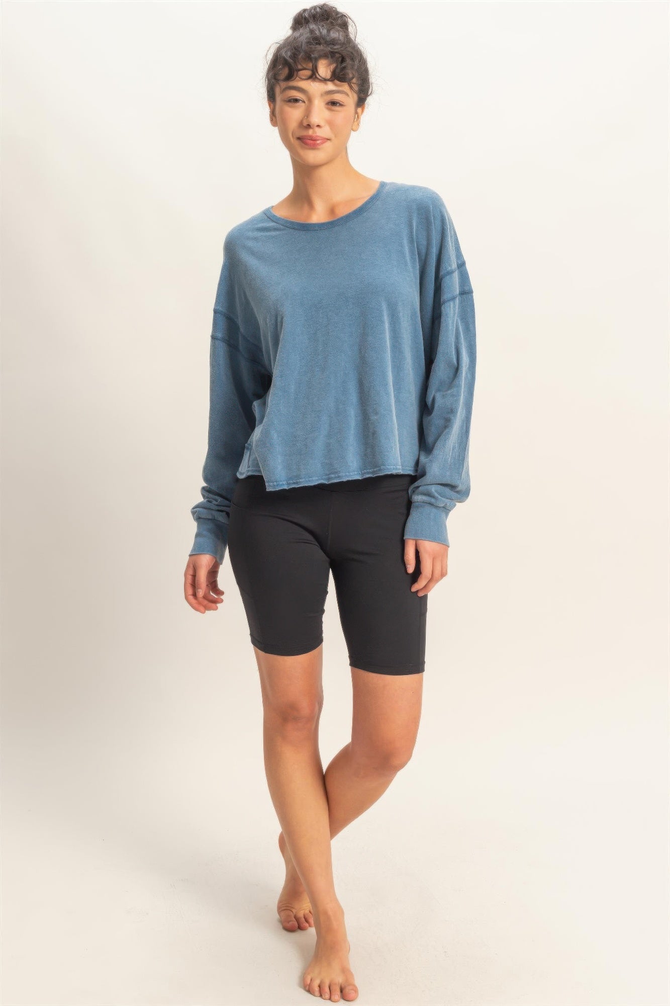 Longsleeve mit offenem Rücken, navyblau, lockere Passform