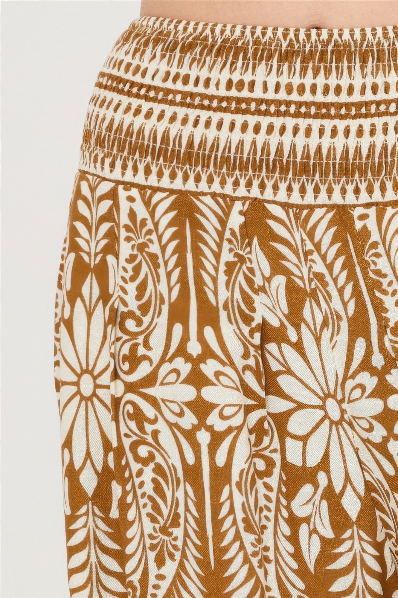 Smocked Waist Floral Pants - Tigbul's Variety Fashion Shop