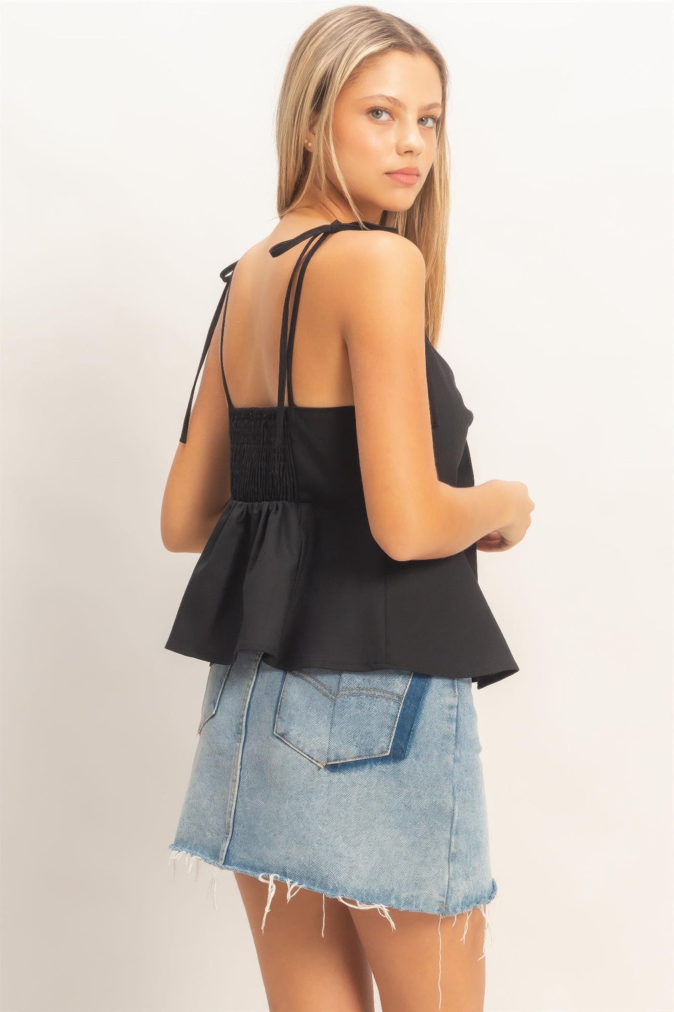 Tie Front Spaghetti Strap Top - Tigbul's Variety Fashion Shop