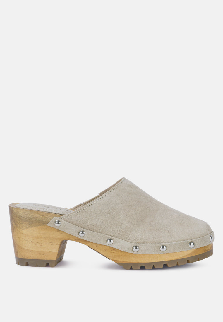 Cedrus Fine Suede Studded Clogs Mules - Tigbul's Variety Fashion Shop