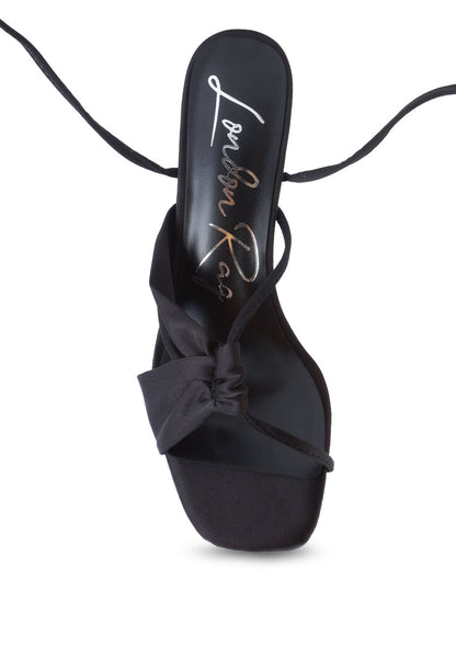 Chasm Satin Ruched Strap Tie Up Sandals - Tigbul's Variety Fashion Shop