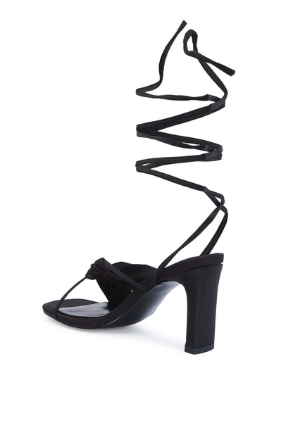 Chasm Satin Ruched Strap Tie Up Sandals - Tigbul's Variety Fashion Shop