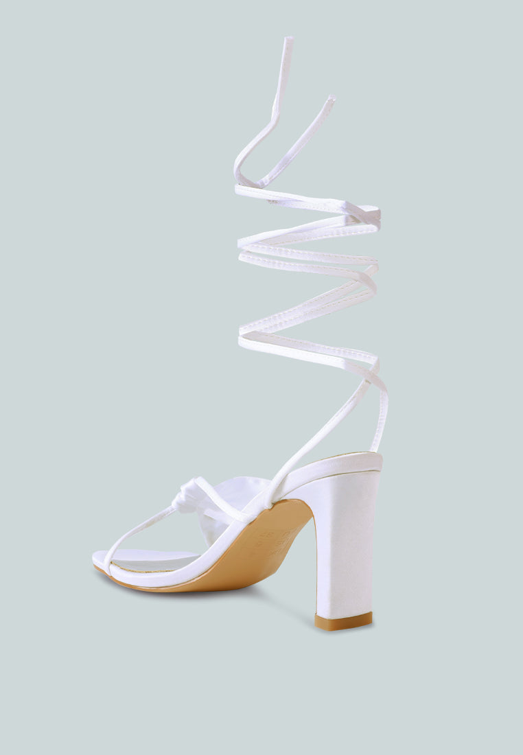 Chasm Satin Ruched Strap Tie Up Sandals - Tigbul's Variety Fashion Shop