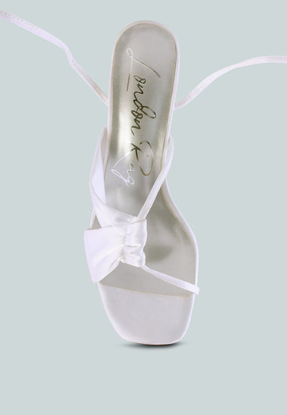 Chasm Satin Ruched Strap Tie Up Sandals - Tigbul's Variety Fashion Shop
