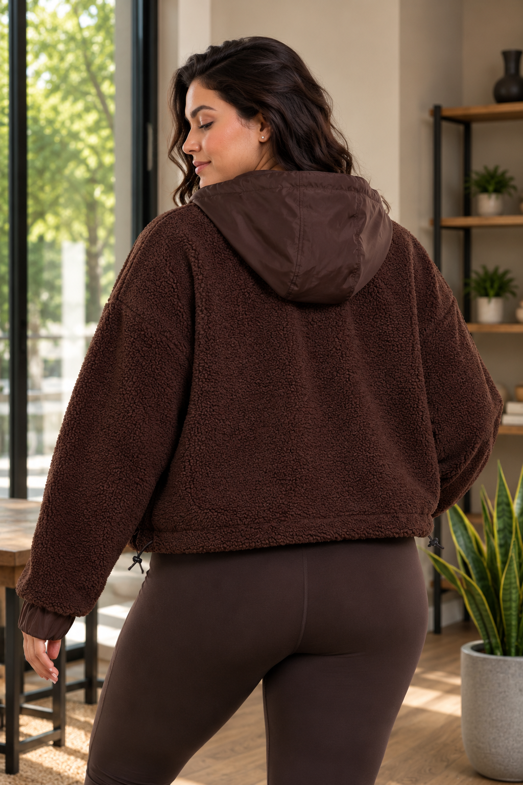 CURVY Sherpa Dreams Cropped Hooded Jacket - Tigbul's Variety Fashion Shop
