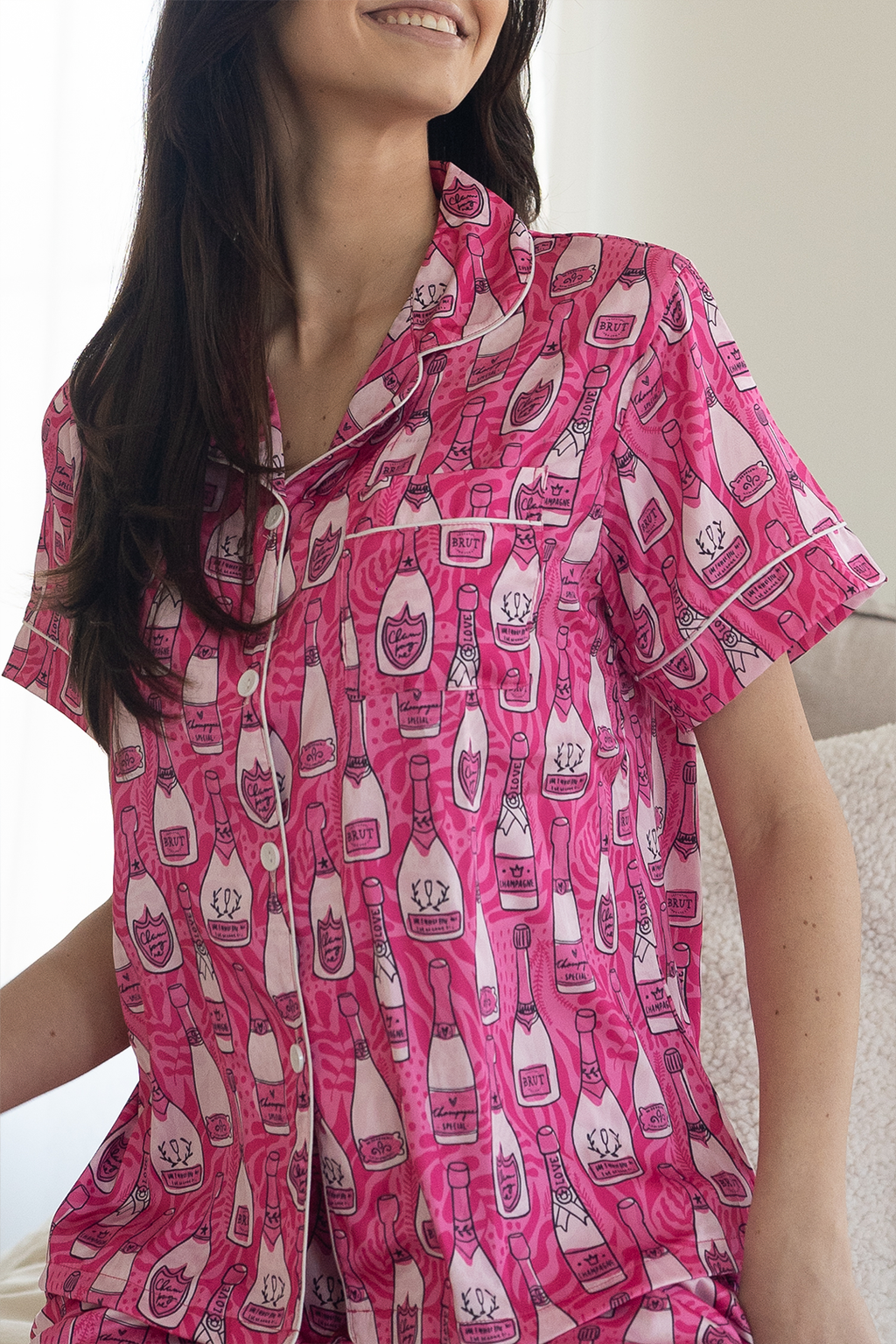 Feeling Bubbly Pink Champagne Pajamas - Tigbul's Variety Fashion Shop