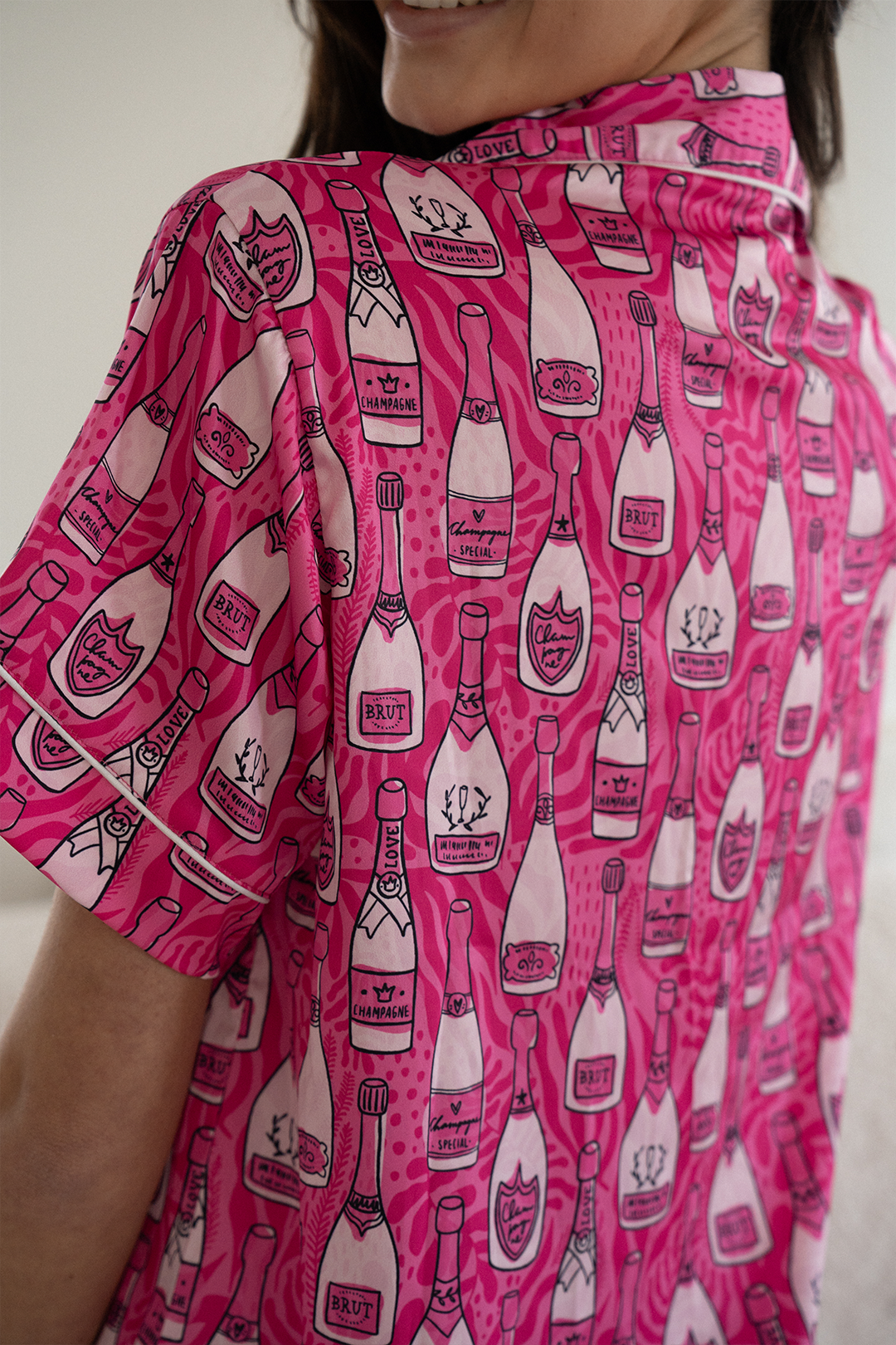 Feeling Bubbly Pink Champagne Pajamas - Tigbul's Variety Fashion Shop