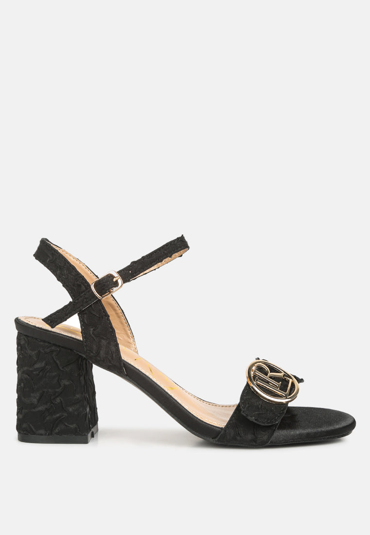 Chaplet Textured Block Heel Sandals - Tigbul's Variety Fashion Shop