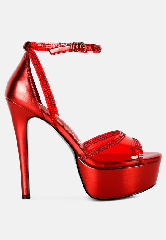 Cinderella Rhinestones Embellished Stiletto Platform Sandals - Tigbul's Variety Fashion Shop