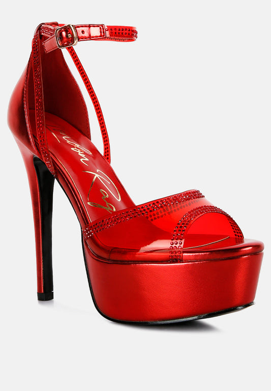 Cinderella Rhinestones Embellished Stiletto Platform Sandals - Tigbul's Variety Fashion Shop