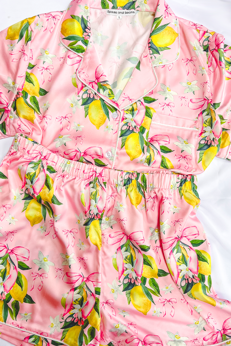 Citrine Coquette Satin Pajamas - Tigbul's Variety Fashion Shop