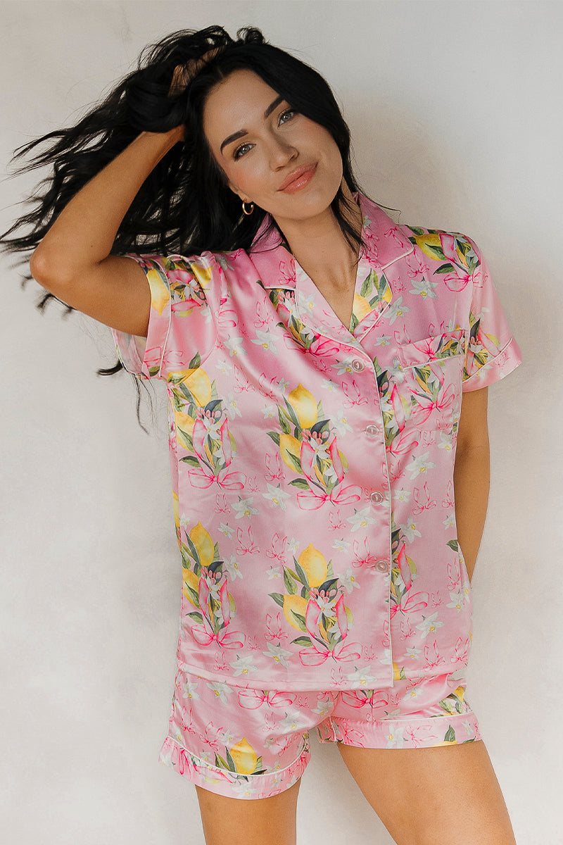 Citrine Coquette Satin Pajamas - Tigbul's Variety Fashion Shop