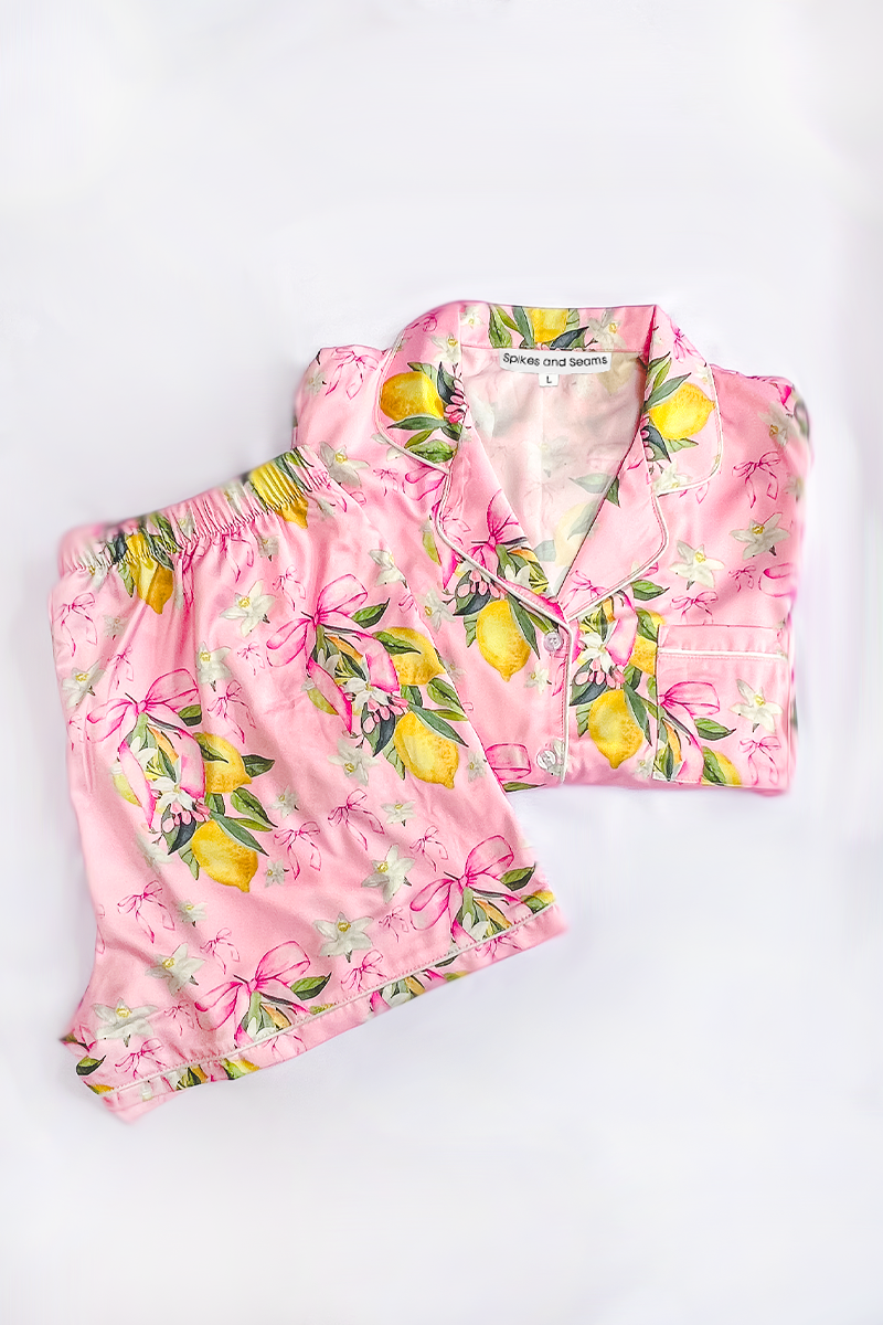 Citrine Coquette Satin Pajamas - Tigbul's Variety Fashion Shop