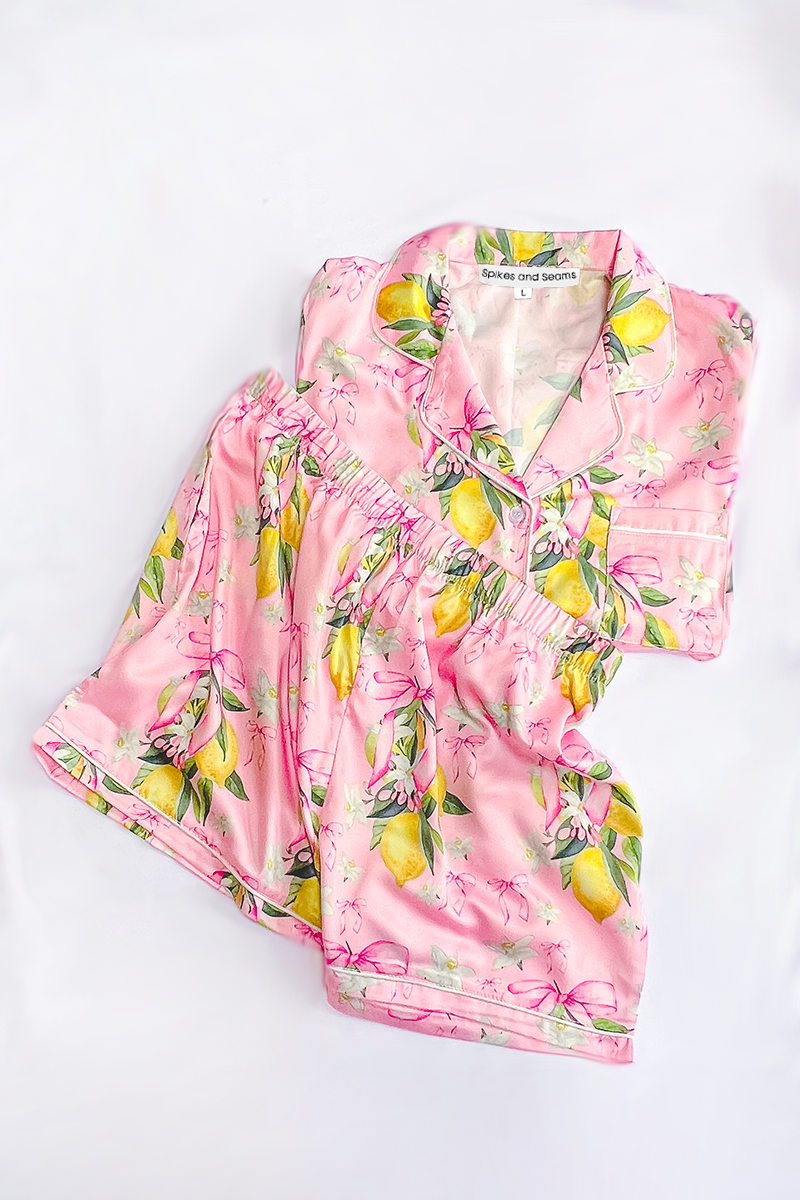Citrine Coquette Satin Pajamas - Tigbul's Variety Fashion Shop