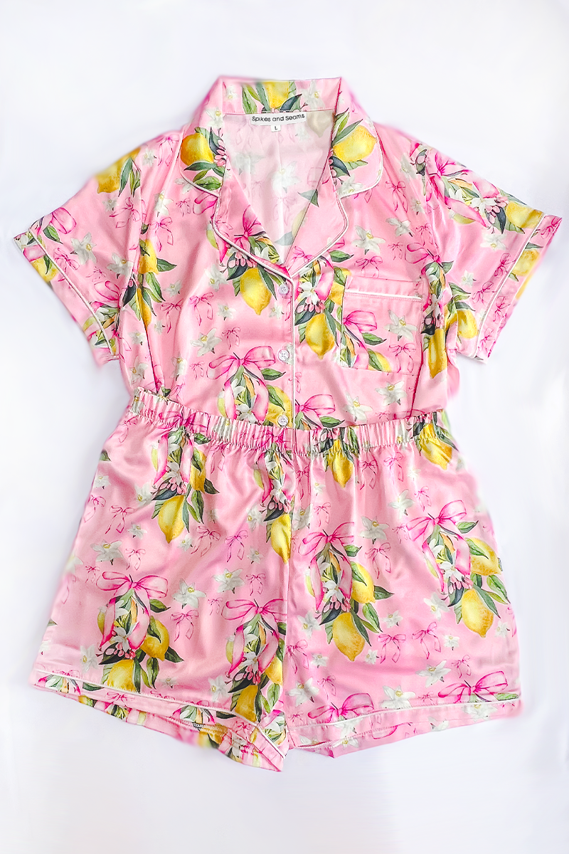 Citrine Coquette Satin Pajamas - Tigbul's Variety Fashion Shop
