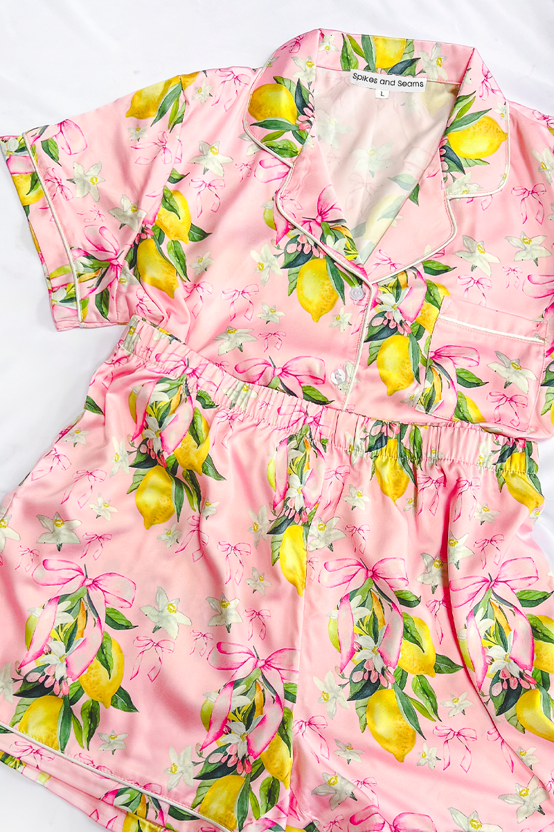 Citrine Coquette Satin Pajamas - Tigbul's Variety Fashion Shop
