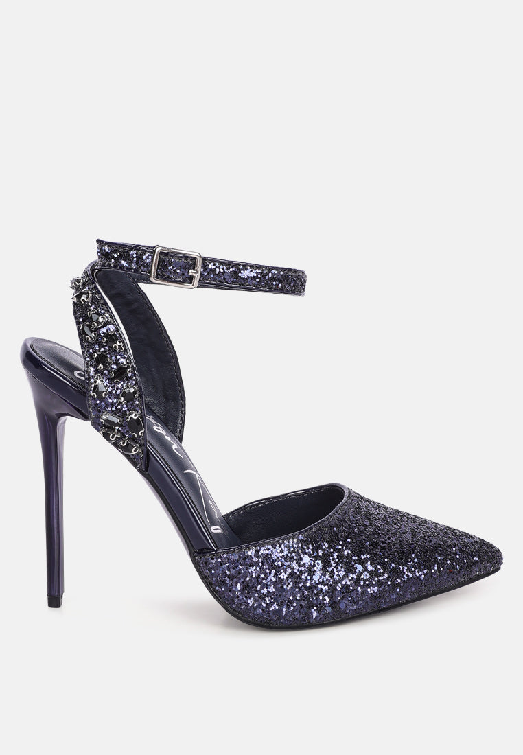 Cloriss Diamante Embellished Glitter High Heels - Tigbul's Variety Fashion Shop