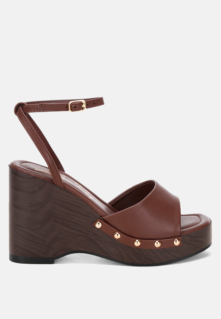 Colada Ankle Strap Studded Wedges