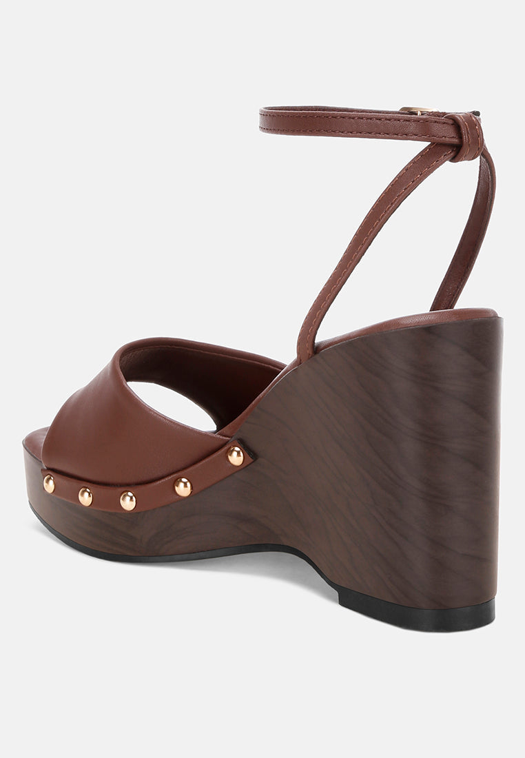 Colada Ankle Strap Studded Wedges