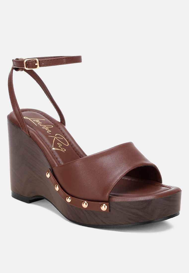 Colada Ankle Strap Studded Wedges