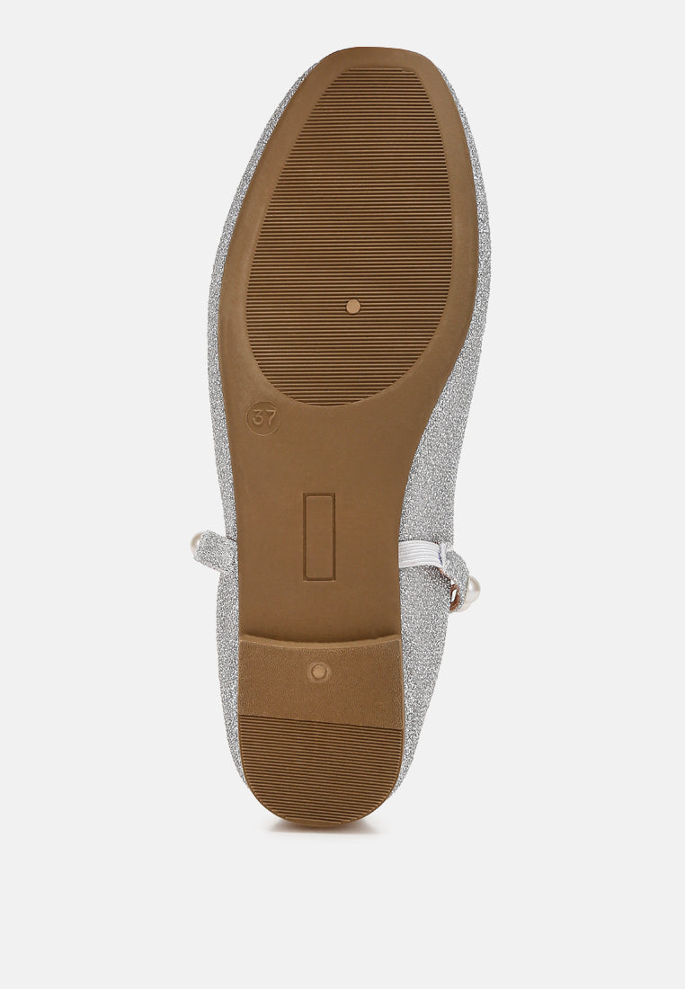 Corphee Pearl Strapped Glitter Ballerinas
