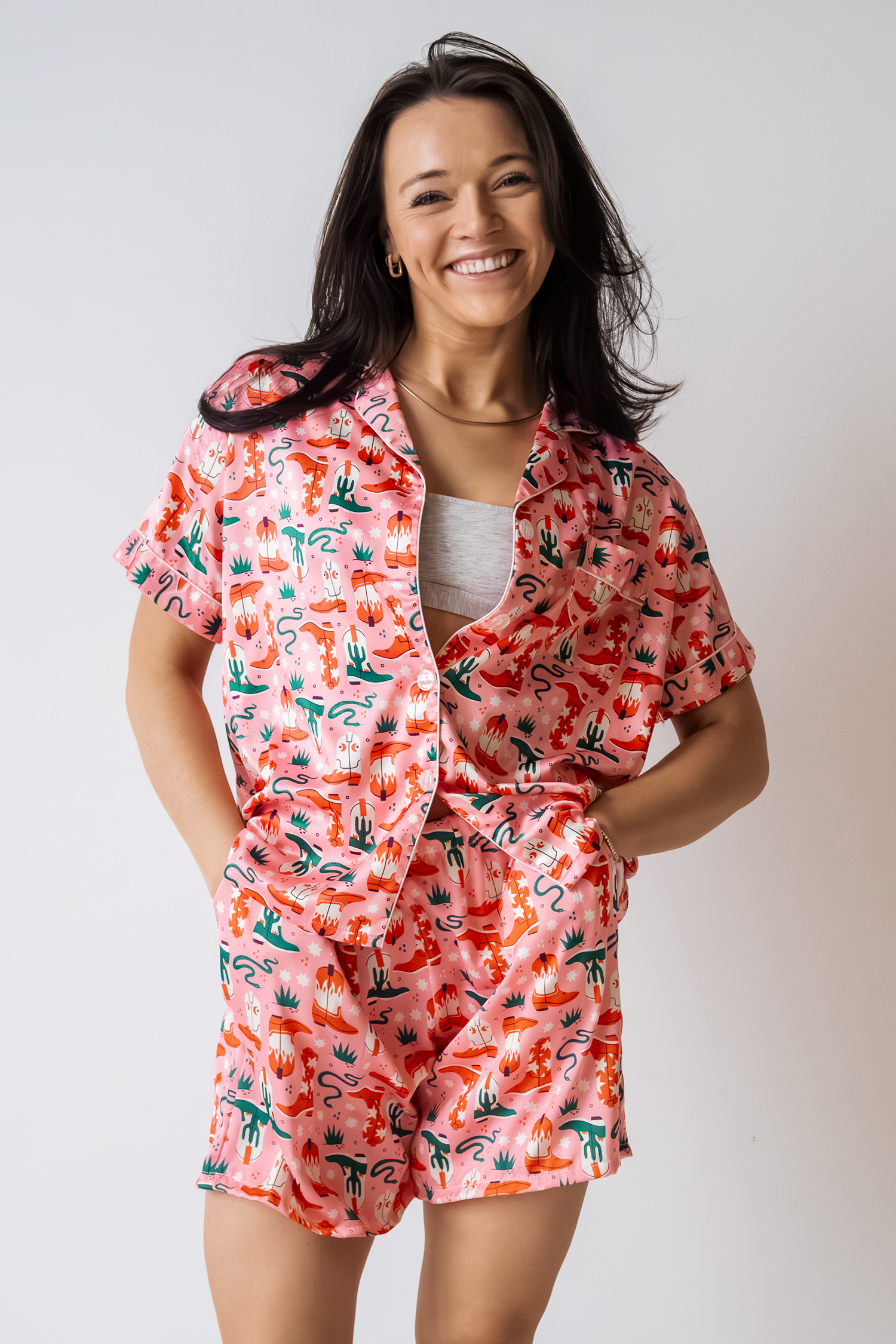 Cowboy Boots Satin Pajamas - Tigbul's Variety Fashion Shop