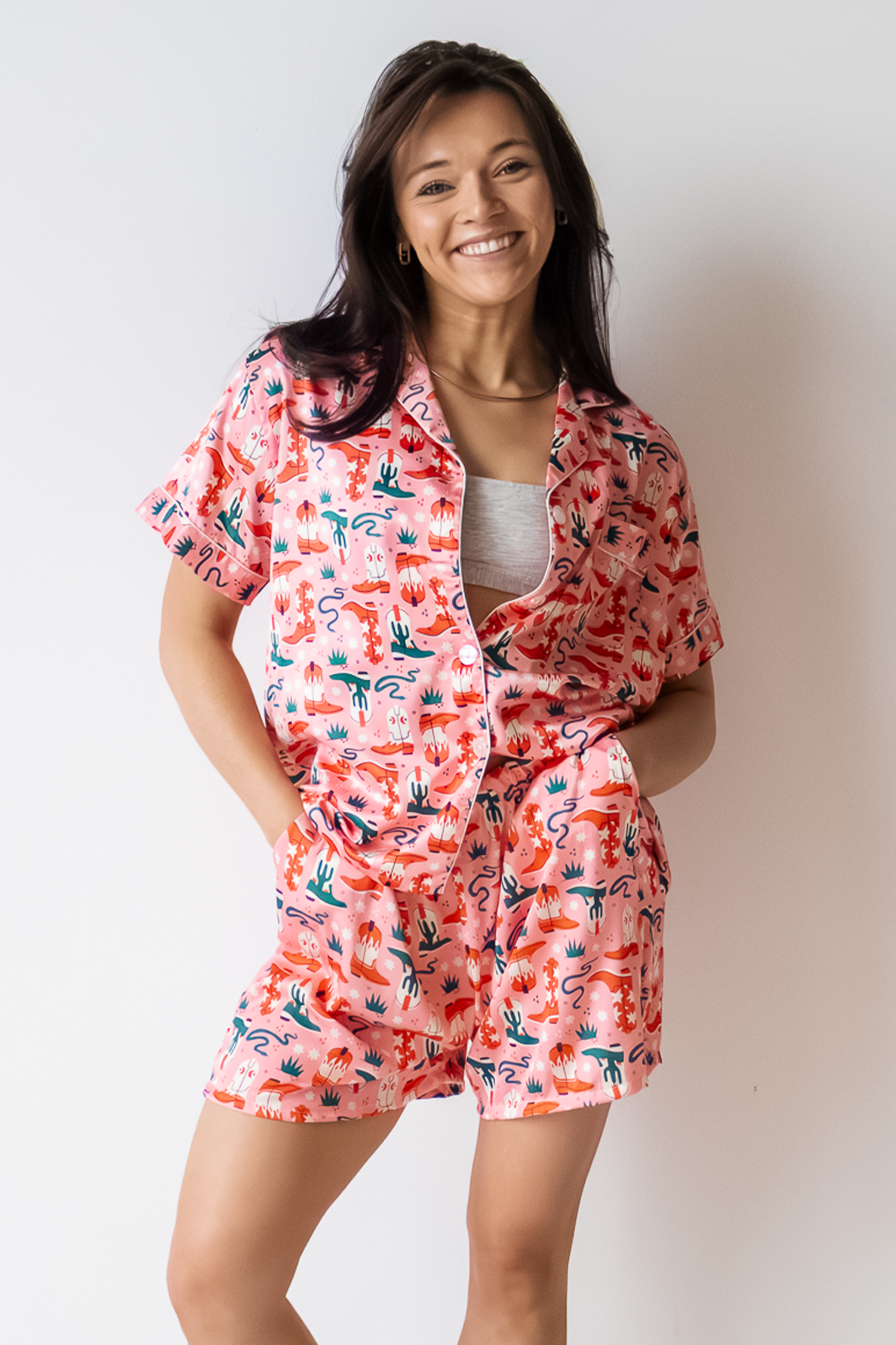 Cowboy Boots Satin Pajamas - Tigbul's Variety Fashion Shop