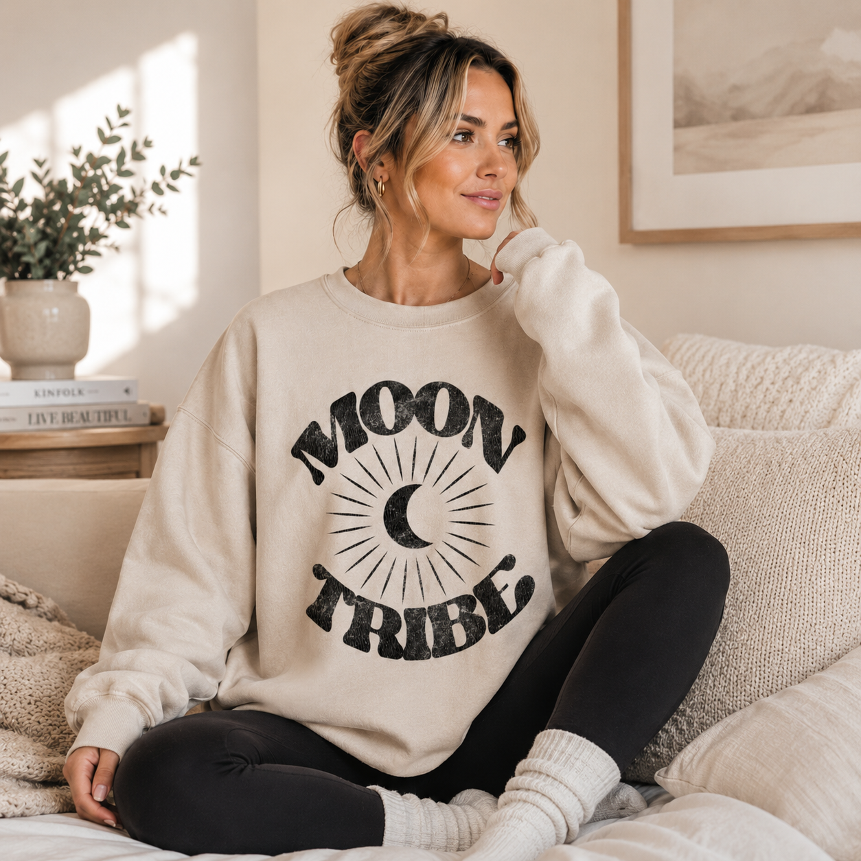 Lunar Essence Fleece Crew – Moon Tribe Graphic Sweatshirt
