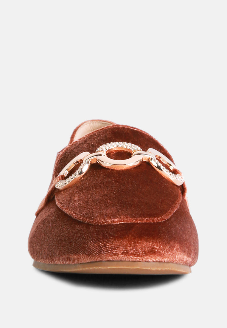 Velvet Metal Show Detail Loafers - Tigbul's Variety Fashion Shop