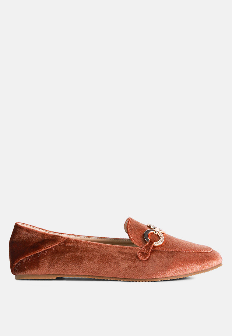 Velvet Metal Show Detail Loafers - Tigbul's Variety Fashion Shop