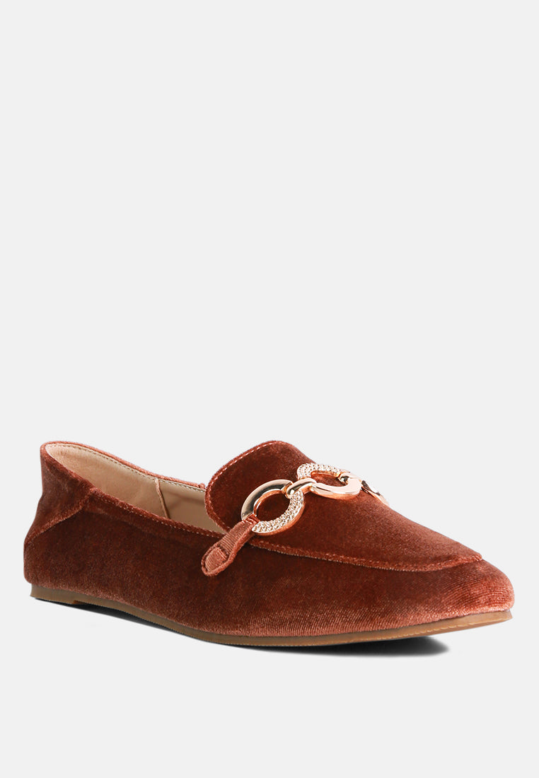 Velvet Metal Show Detail Loafers - Tigbul's Variety Fashion Shop