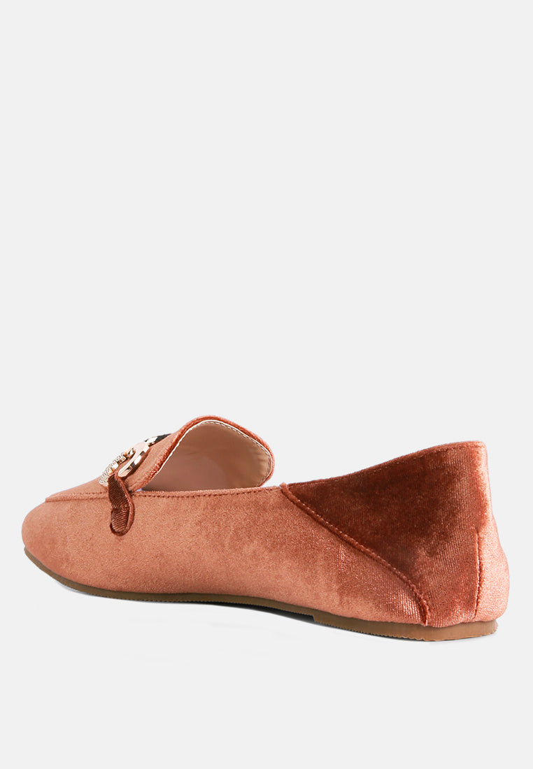 Velvet Metal Show Detail Loafers - Tigbul's Variety Fashion Shop
