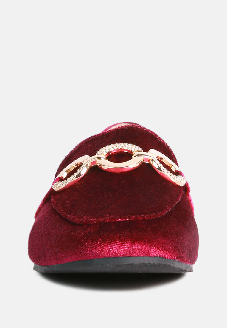Velvet Metal Show Detail Loafers - Tigbul's Variety Fashion Shop