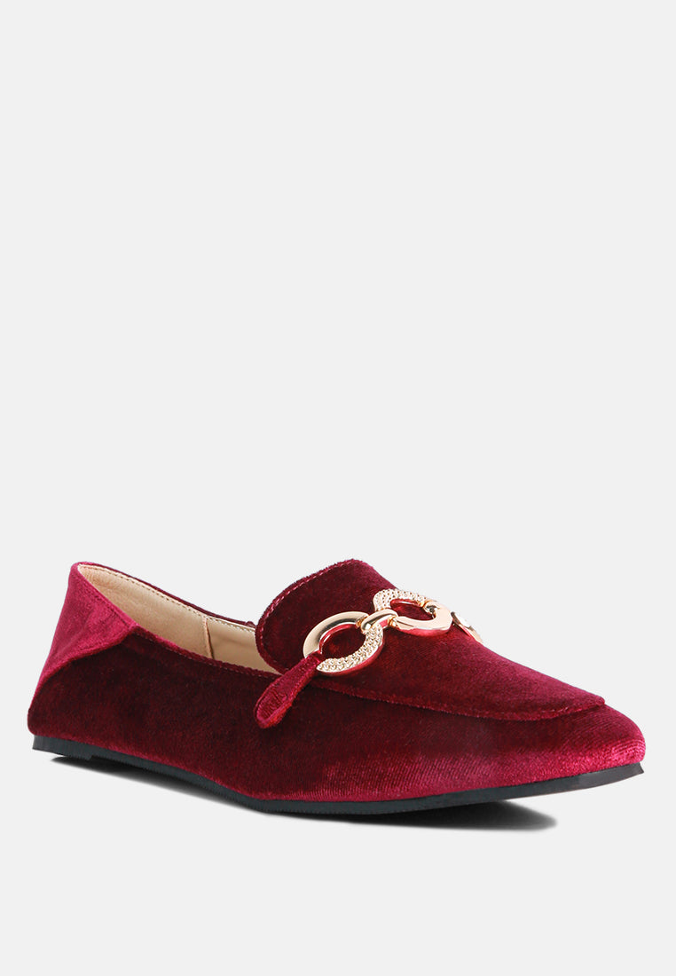 Velvet Metal Show Detail Loafers - Tigbul's Variety Fashion Shop