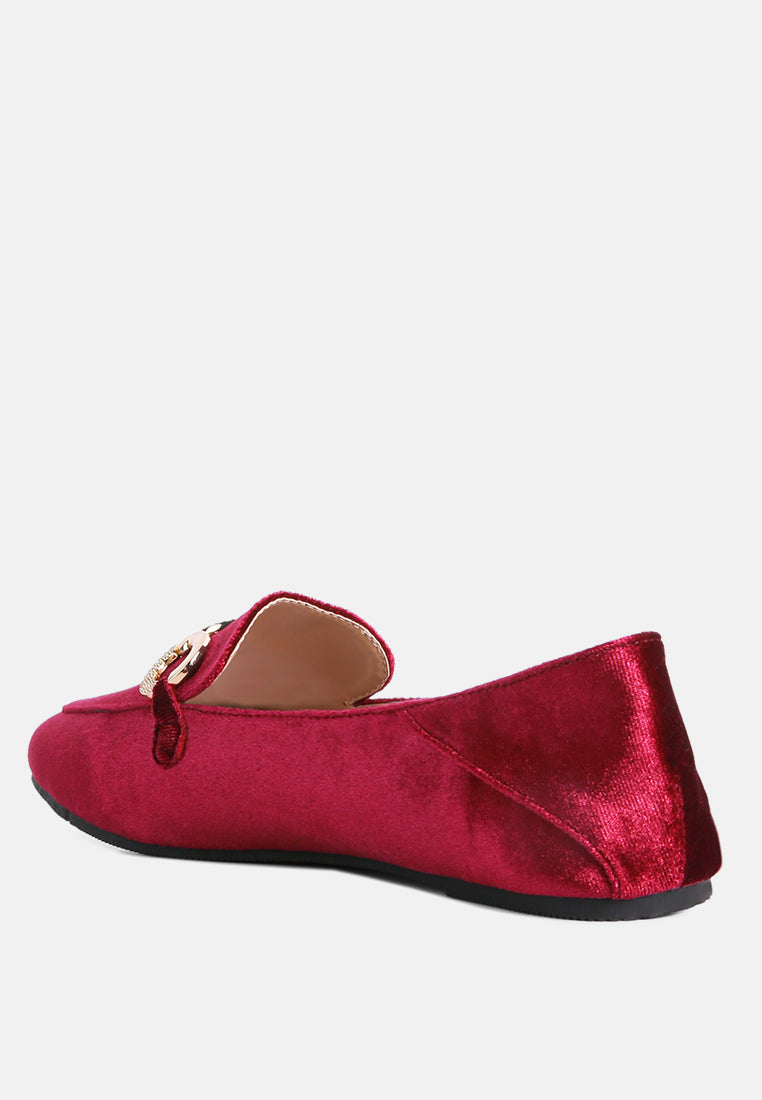 Velvet Metal Show Detail Loafers - Tigbul's Variety Fashion Shop