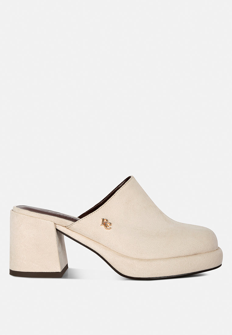 Delaunay Suede Heeled Mule Sandals - Tigbul's Variety Fashion Shop