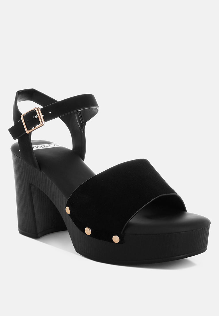 Daniela Genuine Suede Leather High Block Sandals