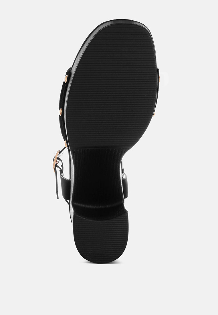 Daniela Genuine Suede Leather High Block Sandals
