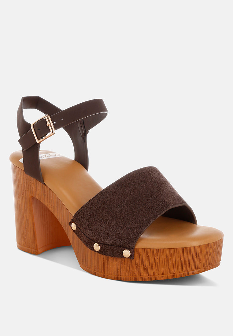Daniela Genuine Suede Leather High Block Sandals